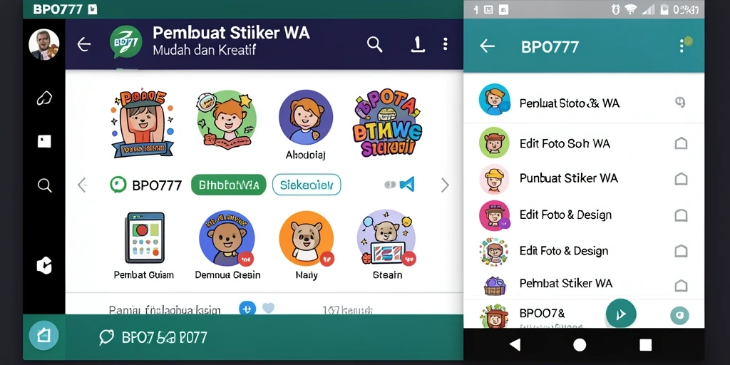 Tampilan antarmuka BPO777 untuk membuat stiker WA yang menarik.