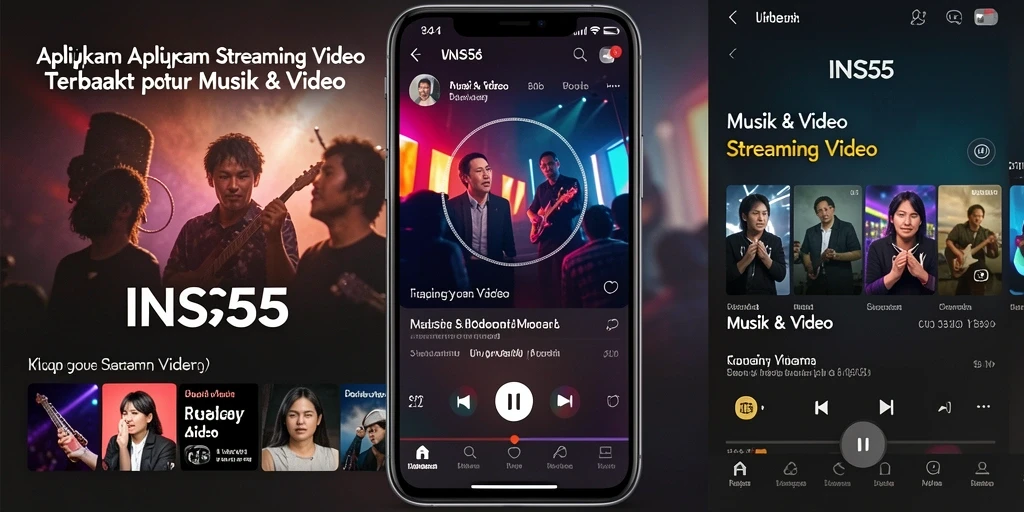 Tampilan antarmuka aplikasi INS55 saat melakukan streaming video.