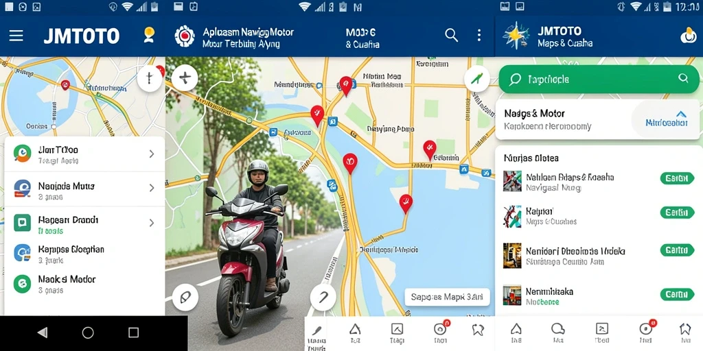 Antarmuka JMTOTO menampilkan peta navigasi motor yang informatif.