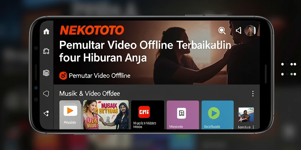 Tampilan antarmuka NEKOTOTO dengan fitur Pemutar Video Offline.