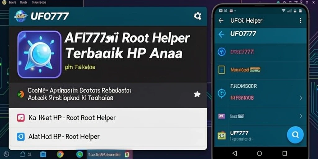 Antarmuka utama UFO777 menampilkan fungsi Root Helper yang jelas dan mudah dipahami.