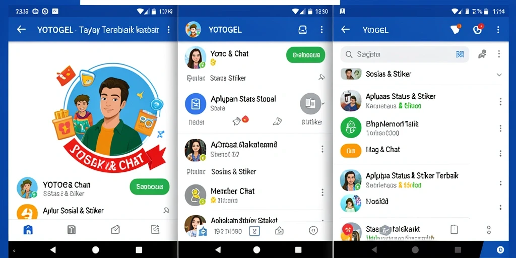 Tampilan antarmuka aplikasi YOTOGEL dengan stiker yang menarik dan kreatif.